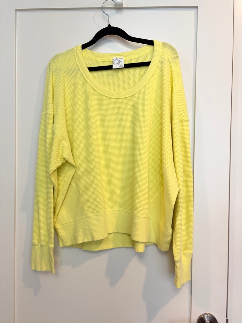 OFFLINE by Aerie Yellow Waffle Knit Oversized Pullover M
